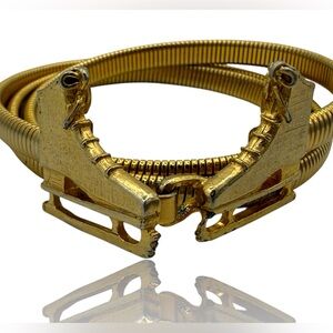 Vintage 80s MIMI DI N stretch Ice Skates metal gold Waist Cinching Dress Belt 30